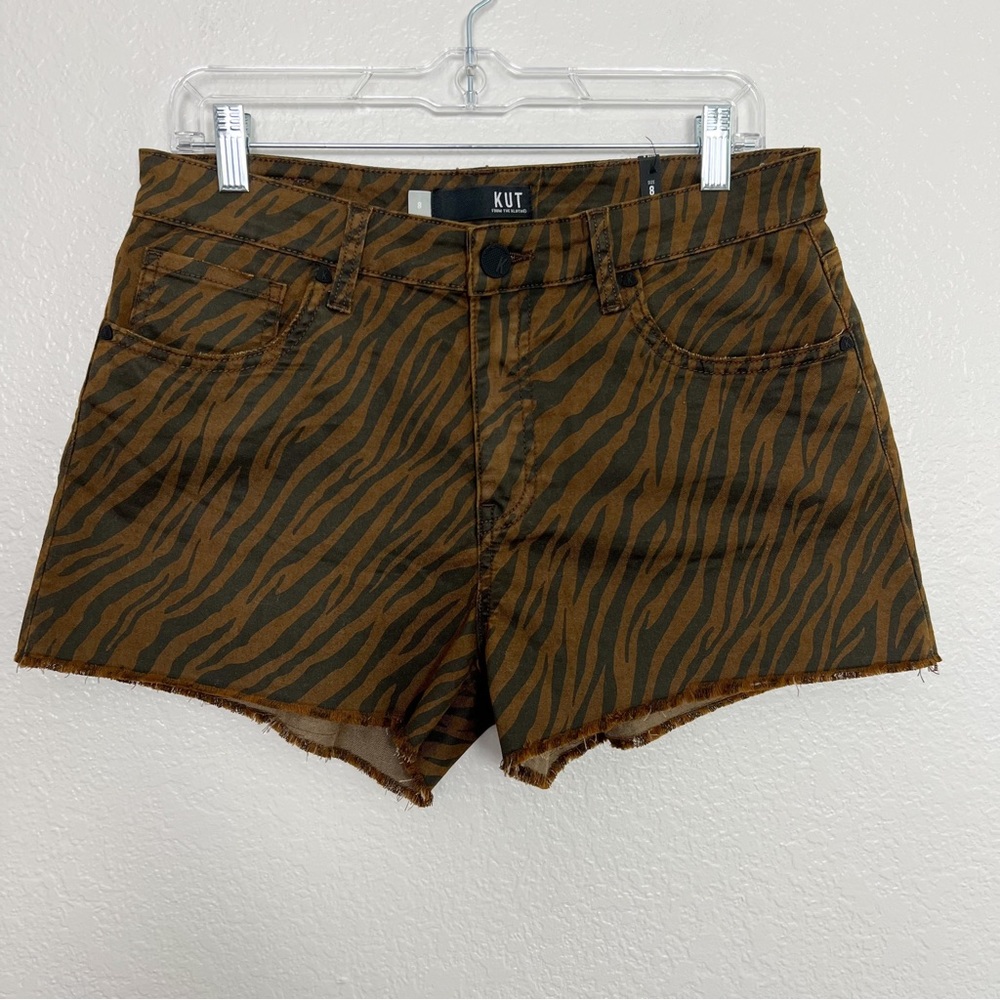 Kut from the Kloth Brown Zebra/ Tiger Print High Waist Shorts